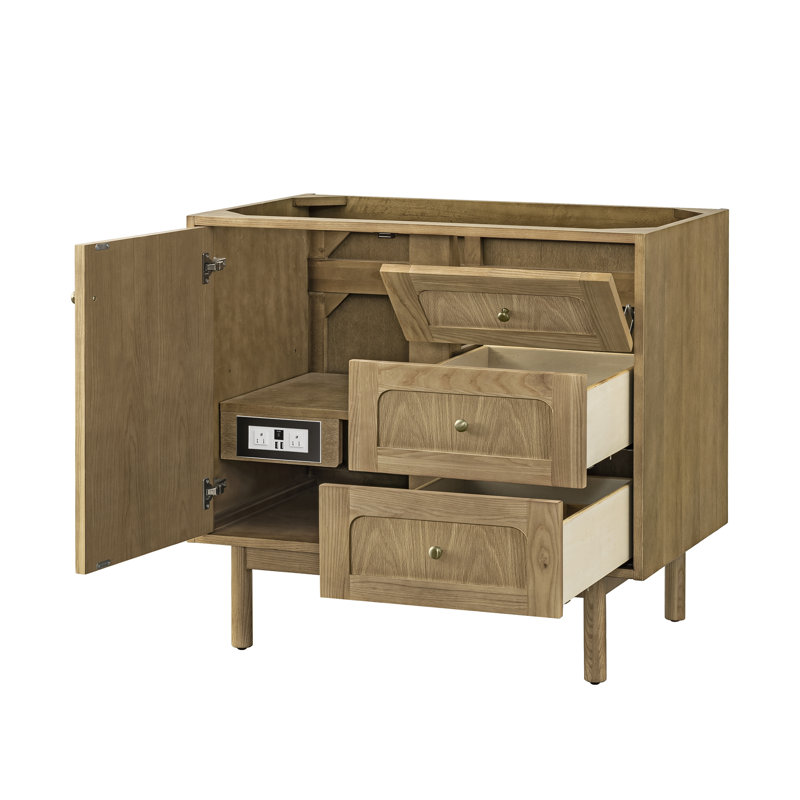 Laurent 36'' W Single Vanity, Light Natural Oak, Parisien Bleu, 8" Widespread