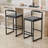 Modern Velvet Counter Height Bar Stools with Low Backrest Set of 2 Upholstered Dining Stools for Kitchen Island (Gold & Black)-1564437466-1564437464