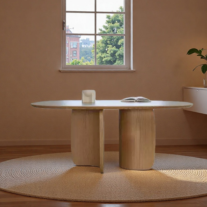 Table de salle à manger en pierre naturelle, H 29,53 po x L 78,74 po x l 39,37 po, Brun