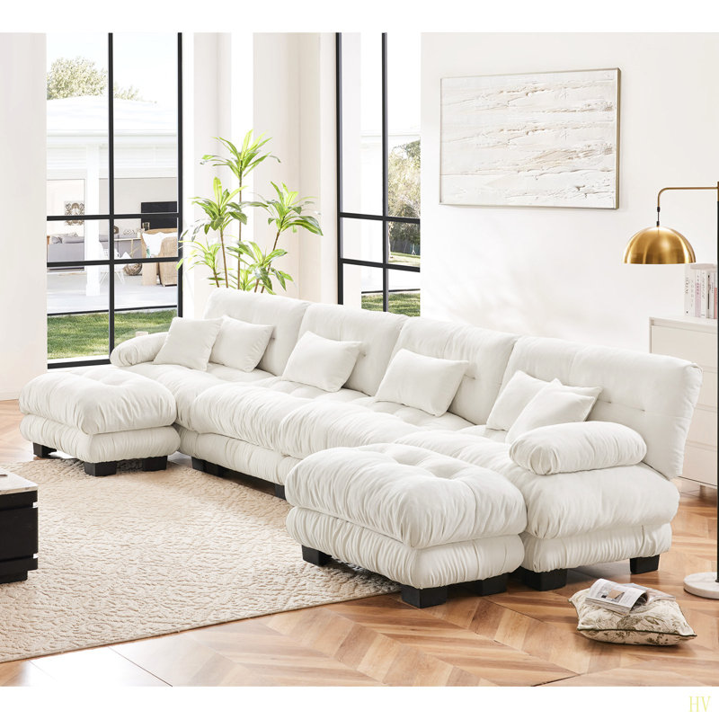 Canapé modulaire Free Combination, canapé en U, White Chenille