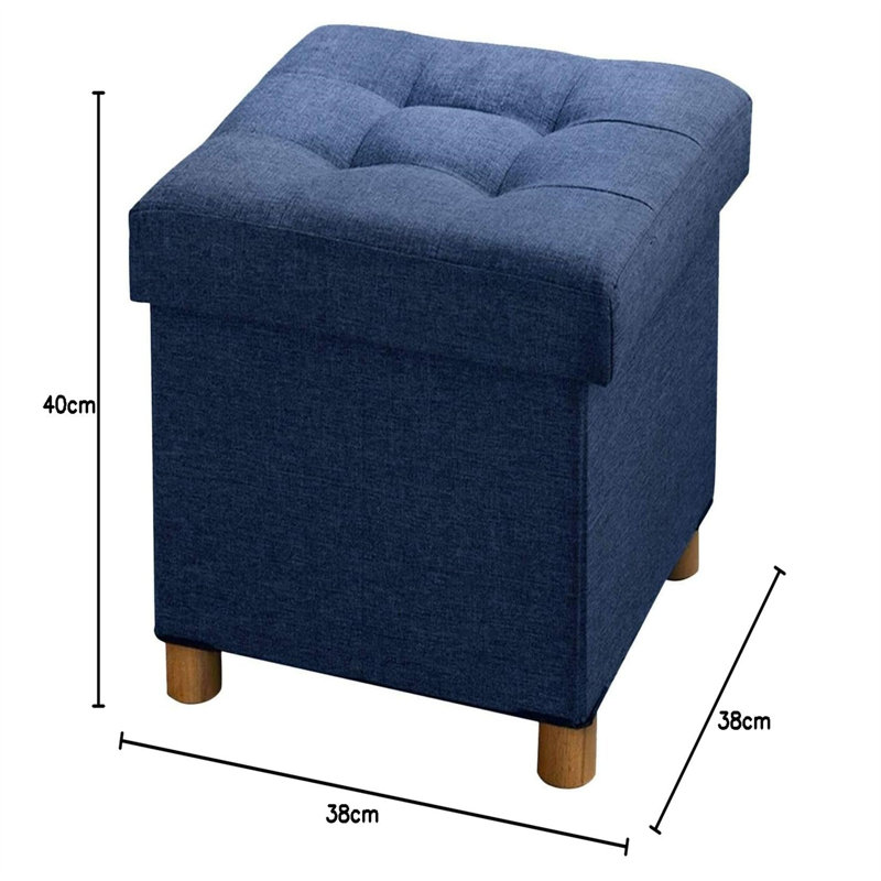 38cm Wide Footstool Ottoman, Blue