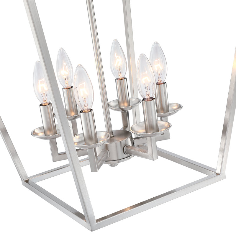 Lustre géométrique à 6 lumières Gurjit, Nickel brossé