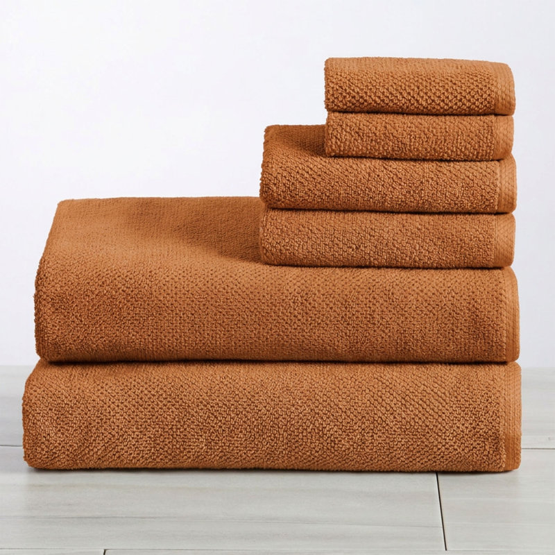 Drap de bain 100% coton texturé, Copper, 6 Piece Set W/ Bath Sheets