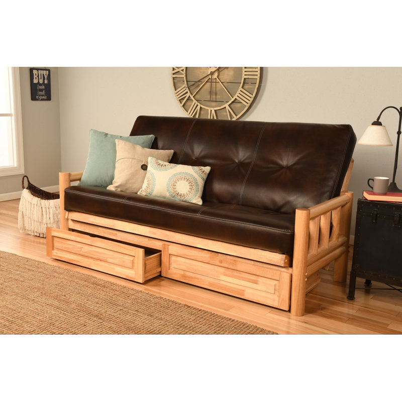 Stratford Full / Double Upholstered Futon And Mattress, Oregon Trail Java