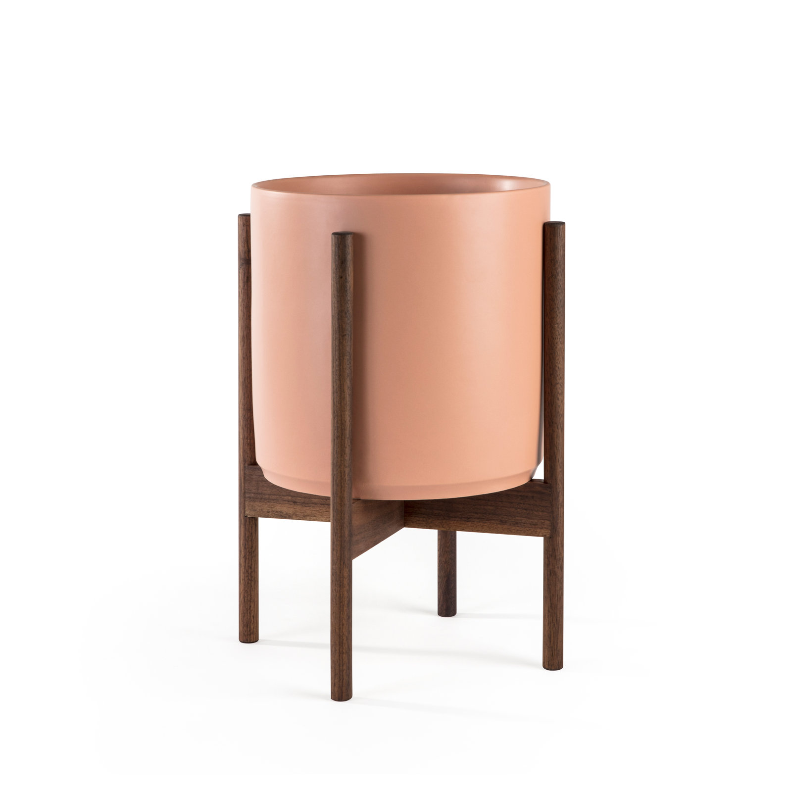 Riverside Handmade Ceramic Pot Planter, 20" H x 15.5" W x 15.5" D, Peachy Cotta/Darkened Teak