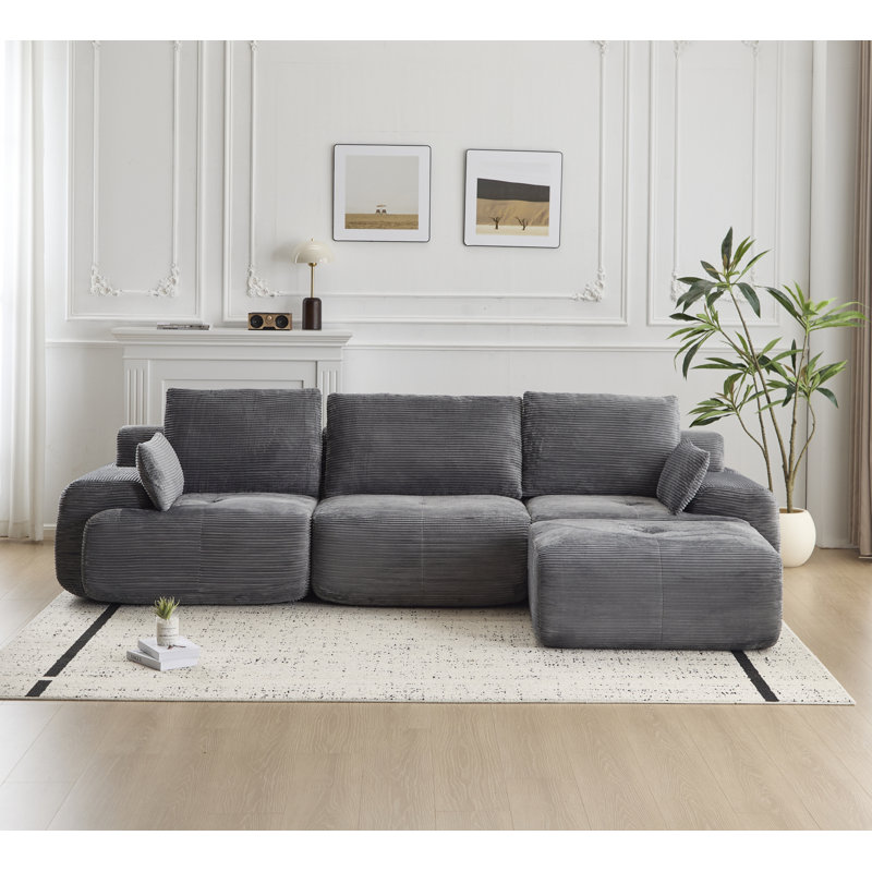 Canapé moderne en mousse à mémoire de forme compressée, grands canapés modulaires pour divers espaces de vie, canapé modulaire Cloud pour animaux de compagnie, tissu en velours côtelé, causeuse très profonde, aucun assemblage requis