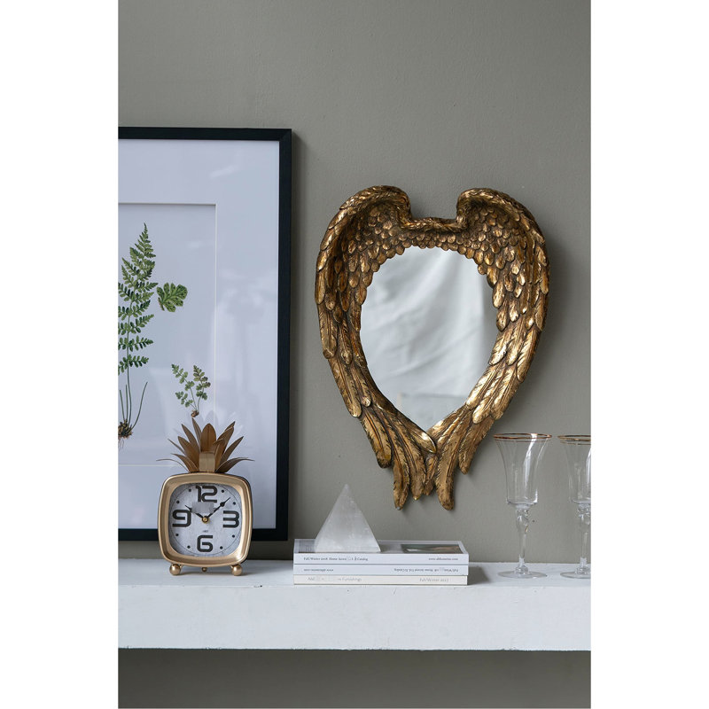 Miroir d'appoint Golden Wing pour vestibule, chambre à coucher - reflet transparent, décor élégant, bureau 100% résine, transparent