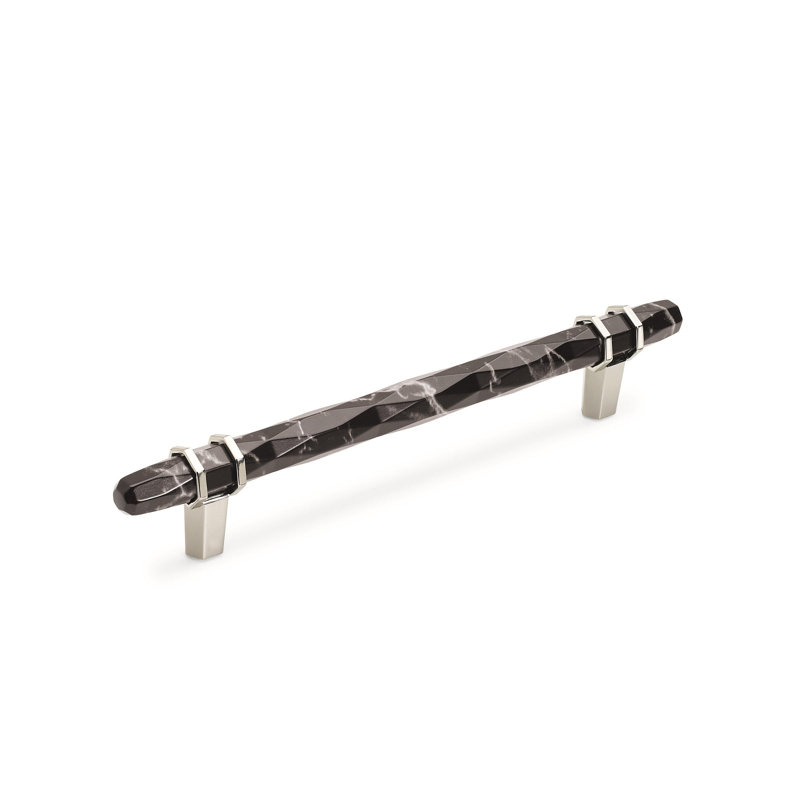 Poignée barre Carrione, Noir de marbre / nickel poli, 6 5/16"