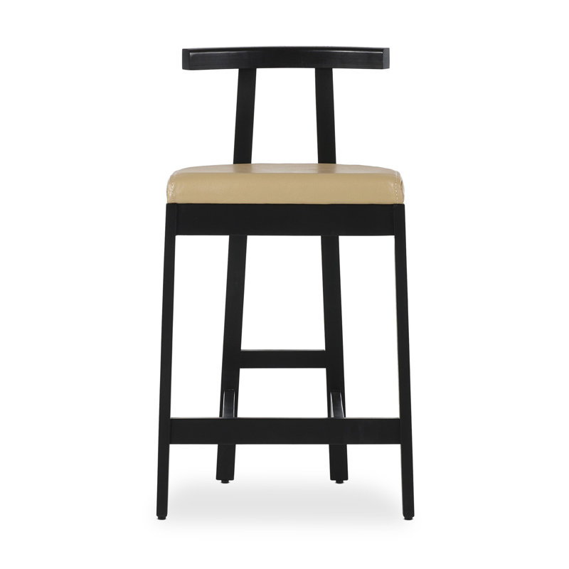 Easah Leather Bar & Counter Stool, Black Rosa Morada, Counter Stool (26” Seat Height)