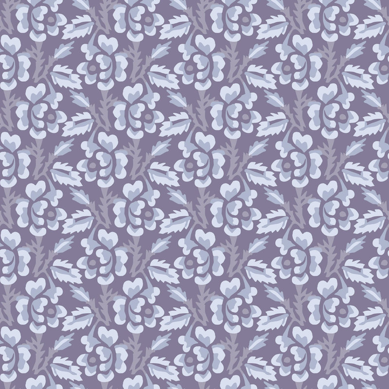 Thorn & Blossom - Papier peint floral indigo violet