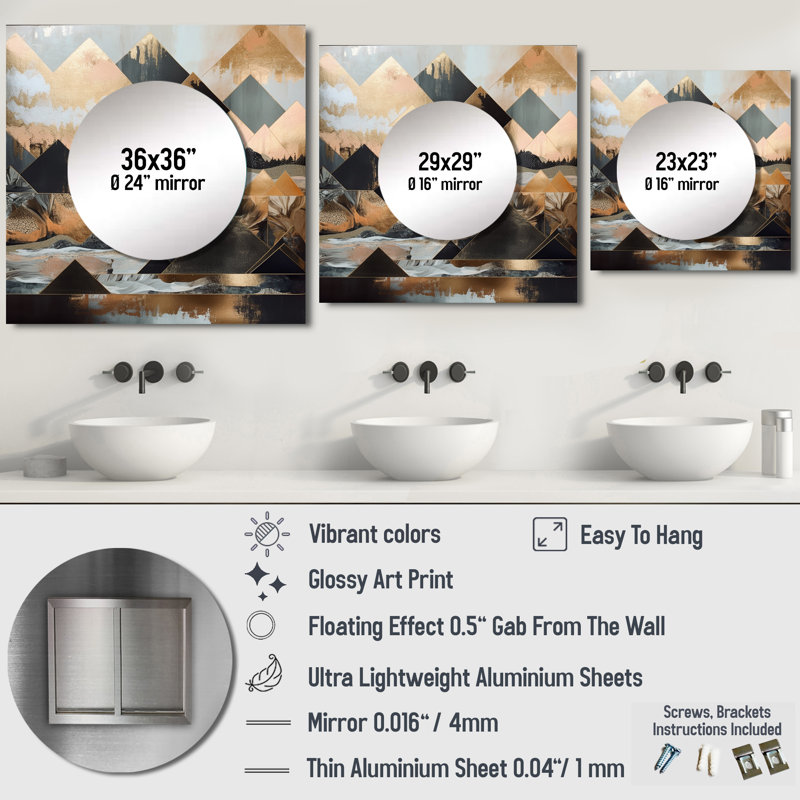 Miroir mural décoratif de grande taille pour chambre à coucher de style citrouille de ville de Mitsaki, 29 po x 29 po