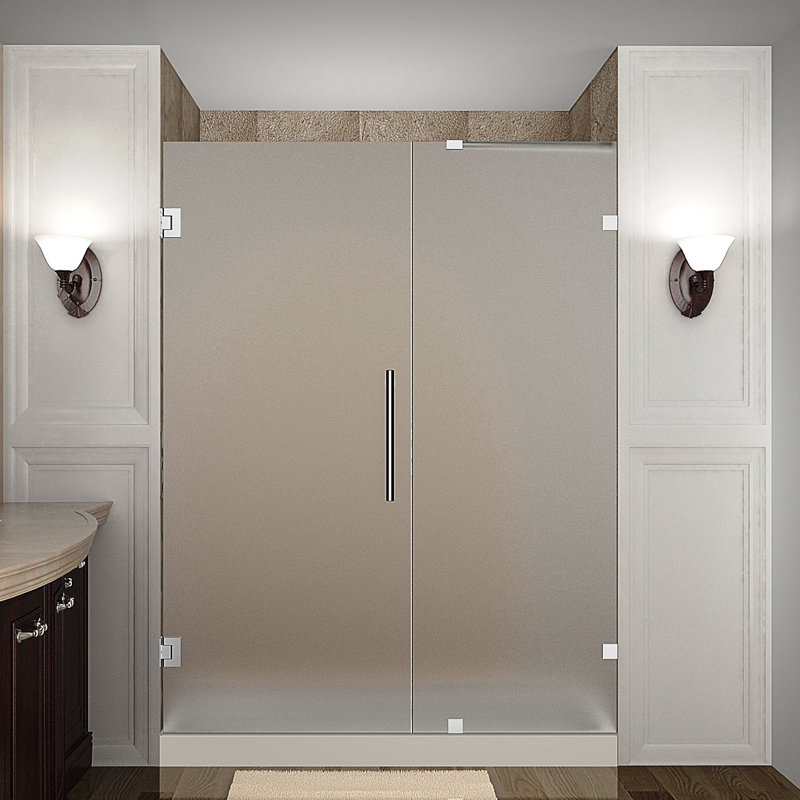 Nautis 31" W x 72'' H Hinged Frameless Shower Door, Chrome