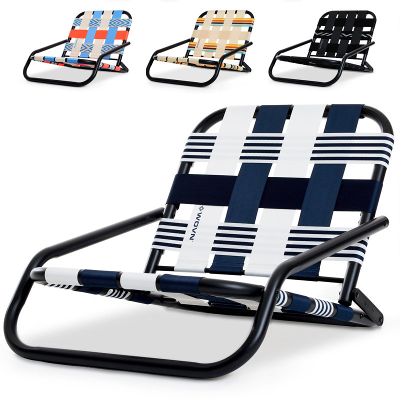Chaises de plage basses WOVN - Chaise de plage pliante de qualité supérieure pour adultes - Profil bas, super léger avec sangle d'épaule portable - Idéal pour le sable et la pelouse - Lido