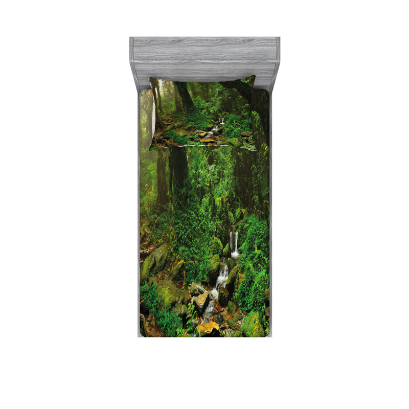 Ensemble de draps rainforest et herbe fraîche, Ensemble de draps pour lit simple avec drap-housse