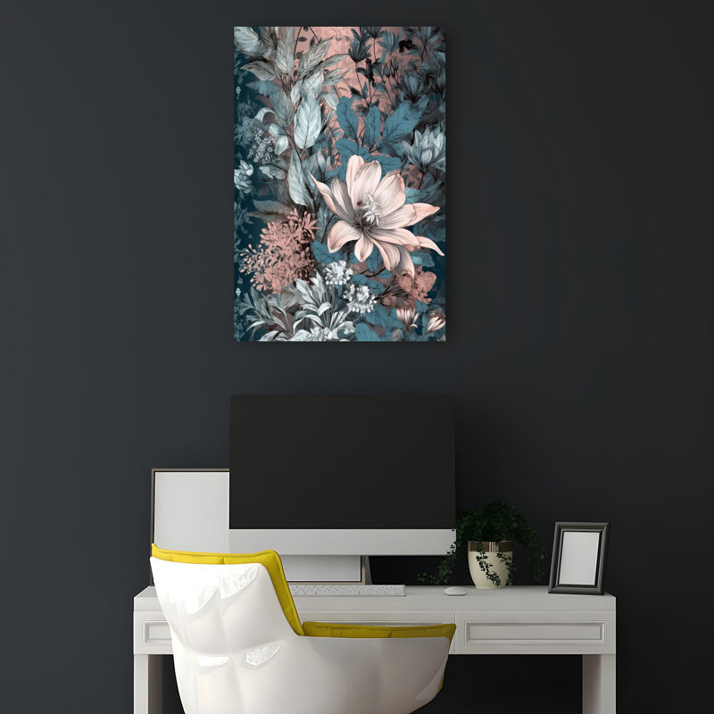 «Lush Botanical Bloom», art floral abstrait, H 18 po x l 12 po