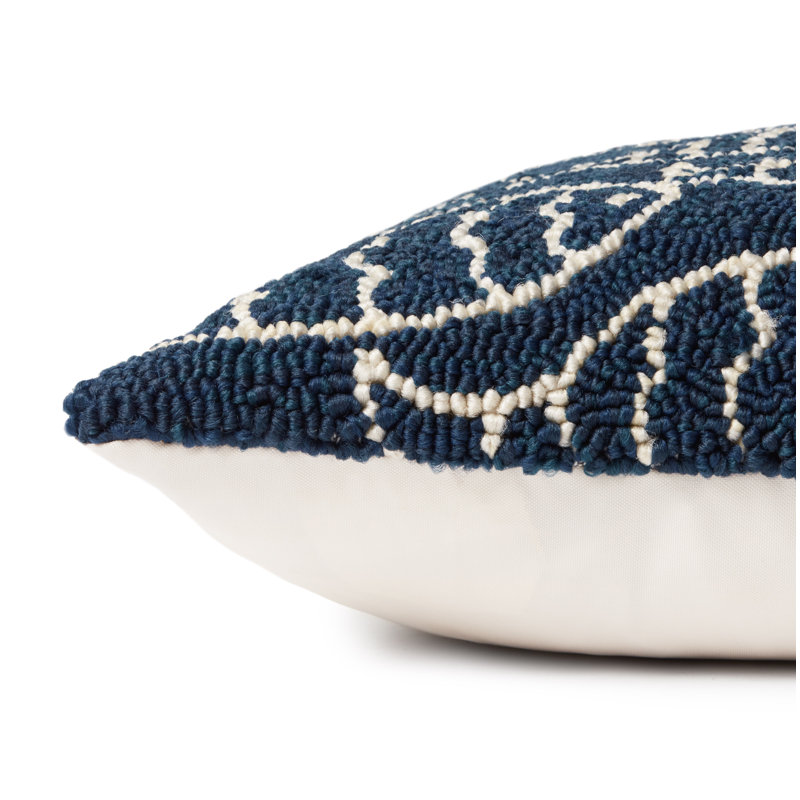 Cavett Embroidered Outdoor Reversible Throw Pillow, Polyester/Polyfill, Navy