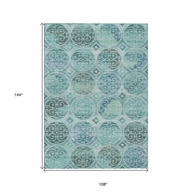 Tapis bleu sarcelle et turquoise 9 'X 12'