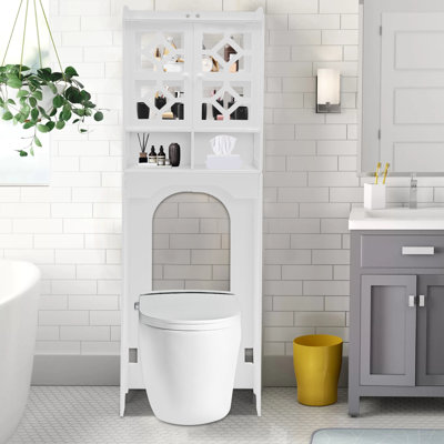 4 Tier White Toilet Cabinet over the Toilet Storage Cabinet Pvc Bathroom Organizer Freestanding Toilet Shelf for Toiletries