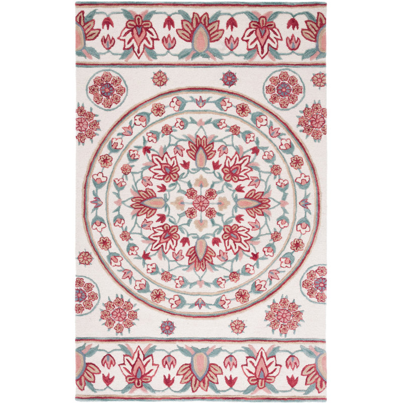 Daishawn Hand Tufted Wool Floral Rug, Rectangle 6' x 9'