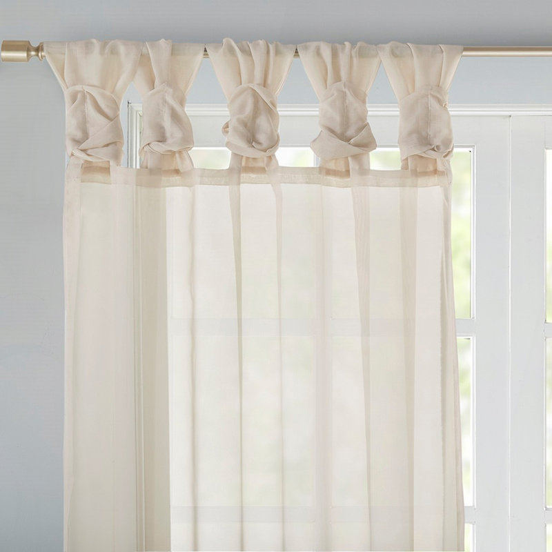 Twisted Tab Voile Sheer Window Pair, 50" W x 63" L