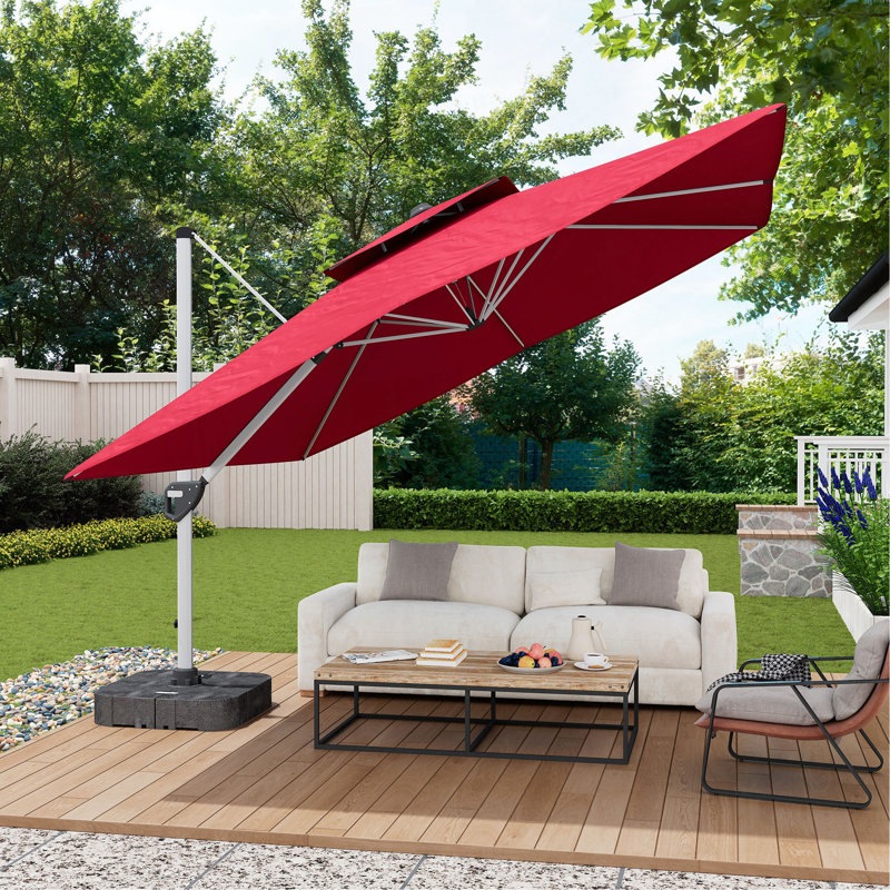 Parasol d'extérieur à double toit pour patio (sans base de parasol), Rouge