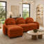 Canapé 3 places en tissu Teddy effet nuage, dossier et accoudoirs incurvés, pouf amovible, coussin double couche-456750087-456750104