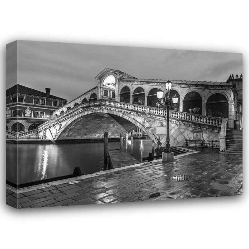 «Ebern Designs Frank», art sur toile tendue par la galerie Assaf: Pont du Rialto la nuit, Venise, Italie, 1892