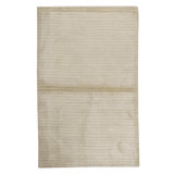 Needlepoint Hand-Knotted Wool Striped Area Rug in Ivory