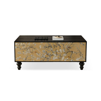 47.24" Black Solid Wood Rectangular Coffee Table