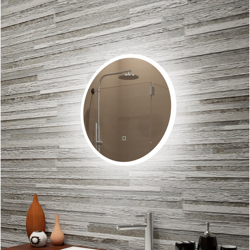 Miroir de salle de bain rond à bordure dépolie/meuble-lavabo Bonar
