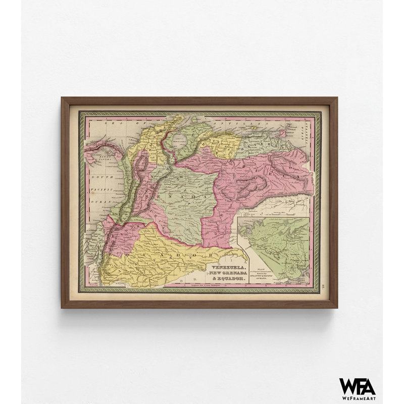 Vénézuéla, Nouvelle-Grenade et Équateur, 1849, par cartes anciennes, impression de carte antique du Vénézuéla, décor de salon en Amérique du Sud, carte de l'Amérique Latine