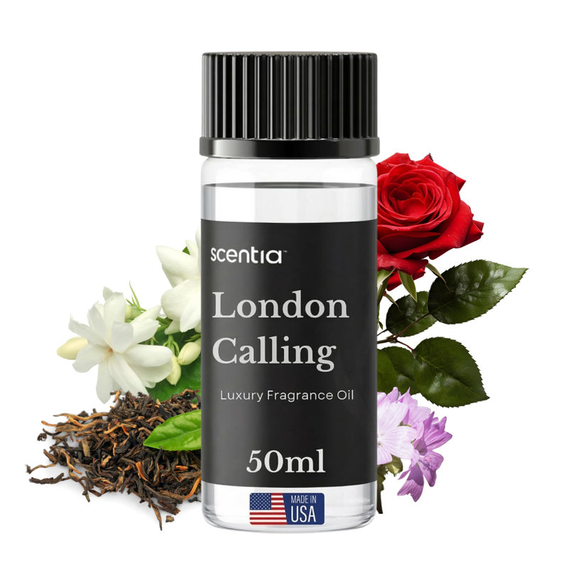 Huile parfumée d'agrumes frais pour diffuseurs Scentia London - Parfum d'ambiance thé blanc et lime avec pivoine, jasmin et bois de cèdre - Huile d'aromathérapie pour air froid, CVC et - 50 ml (1,69 oz liq.)