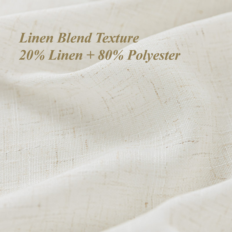 Vollmar Linen Blended Grommet Semi-Sheer Curtain Pair, Natural, 52" W x 96" L