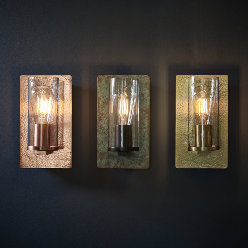 Alzahraa Flush Mounted Sconce, Hammered Brass Plate