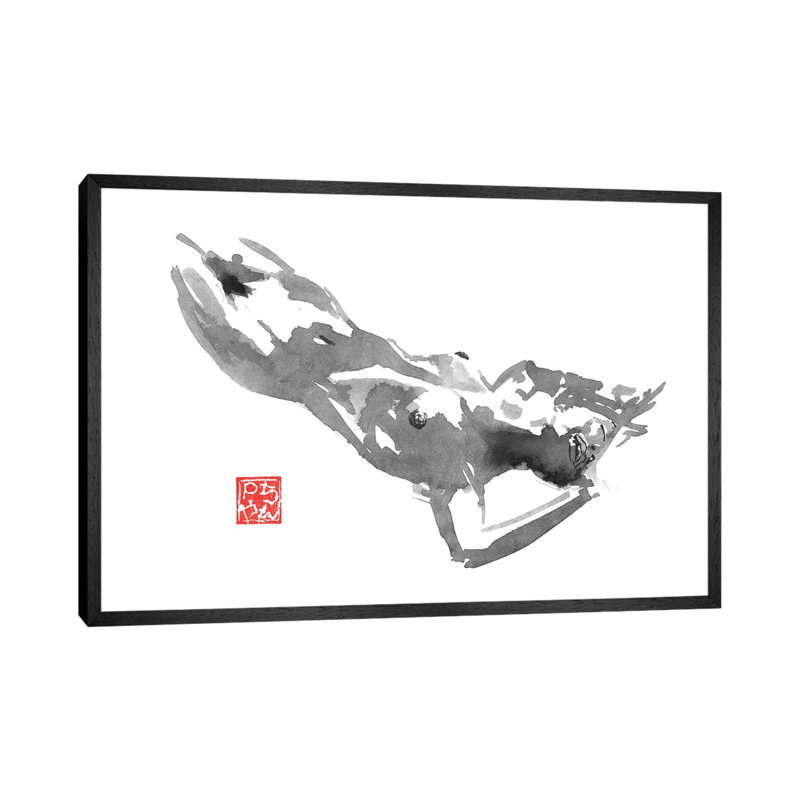 In The Bed by Péchane - Print on Canvas, 66.04 cm H x 45.72 cm W, Black Framed