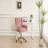 Luxurious Velvet Swivel Home Office Chair with Gold Base and Universal Wheels, Comfortable and Stylish