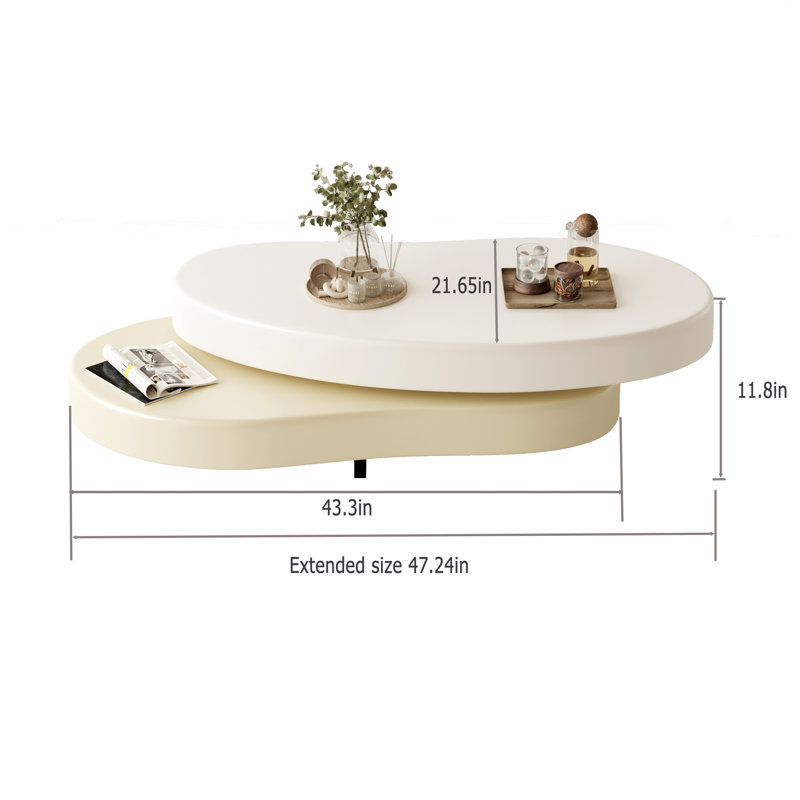 Masek Modern Extendable Coffee Table, Stylish Creative Rotating Coffee Table