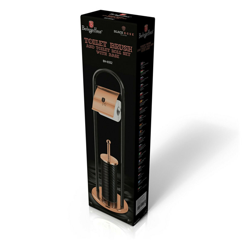 Metallic Free-Standing Toilet Roll & Brush Holder