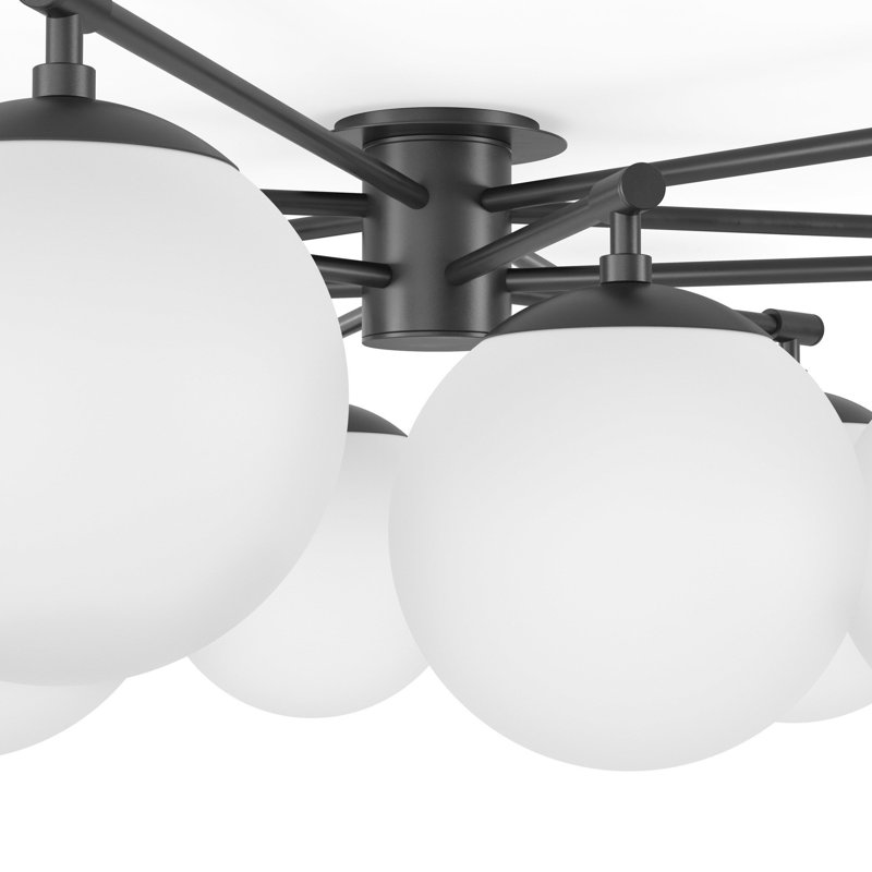 Orion Round Chandelier-Black Gunmetal, Black Gunmetal, White