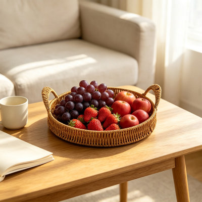 Panier en bois tressé, plateau de rangement style tressé, panier de service imitation tressé, panier à fruits, plateau décoratif aspect tressé