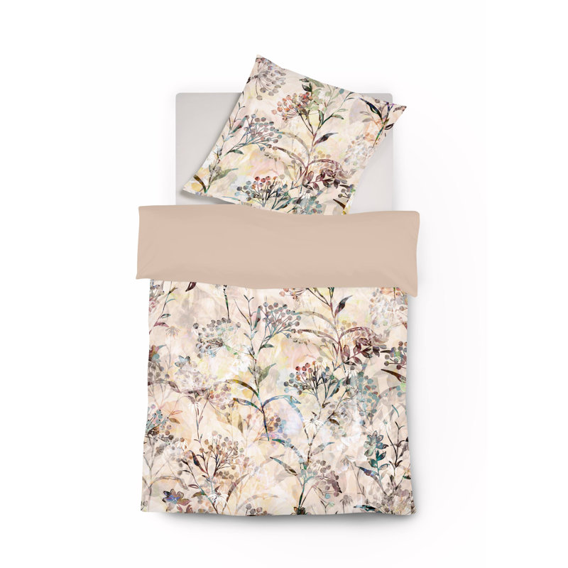 Off-White Sateen Reversible Duvet Cover Set, 155 x 200cm - 1 Pillowcase (80 x 80 cm)