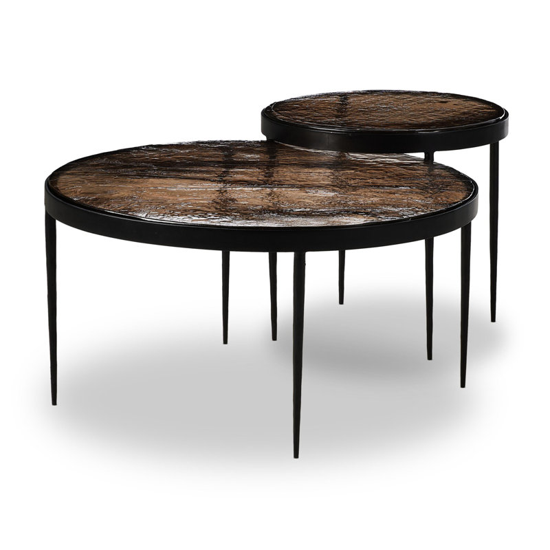 Yoko Nesting Coffee Table, Smoked Brown Cast Glass