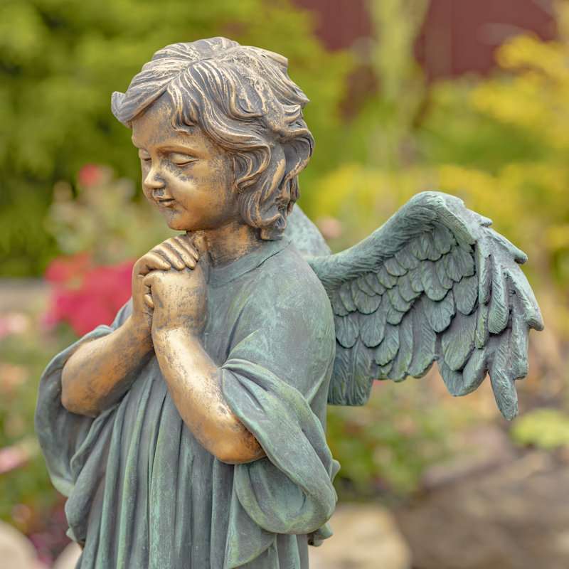 Statue de jardin enfant ange priant Magneisum, Bronze antique