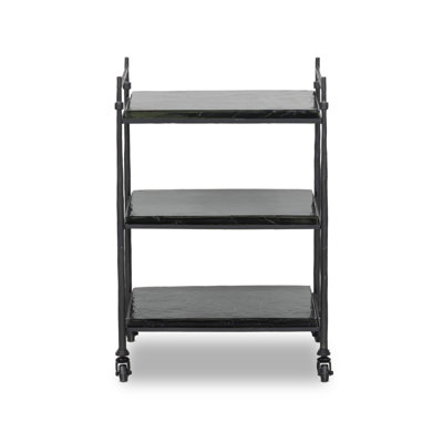 Teagan Bar Cart-Smoked Black Cast Glass