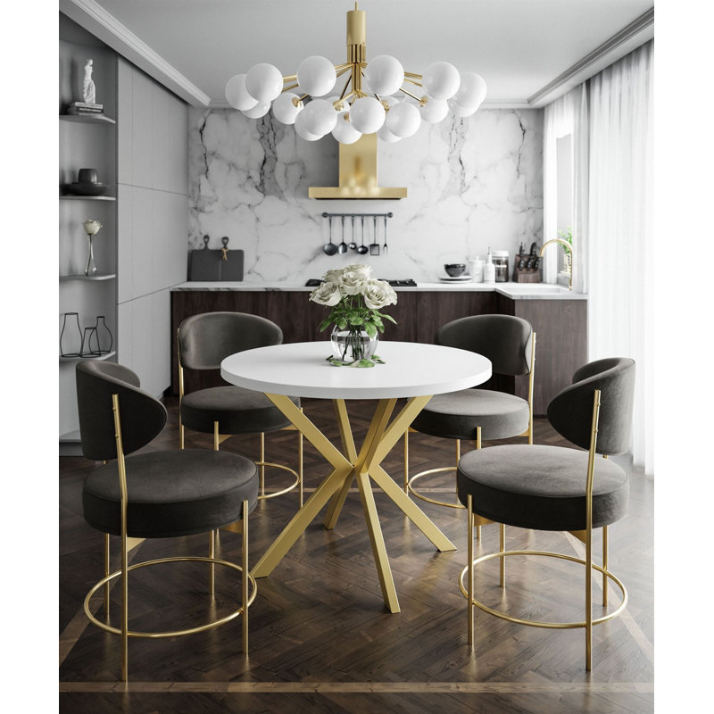 Alezia Round Dining Table, 76 H x 100 L x 176 W cm, White