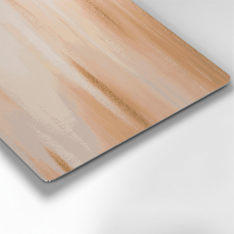 Art mural abstrait en métal beige 39, H 12 po x l 12 po