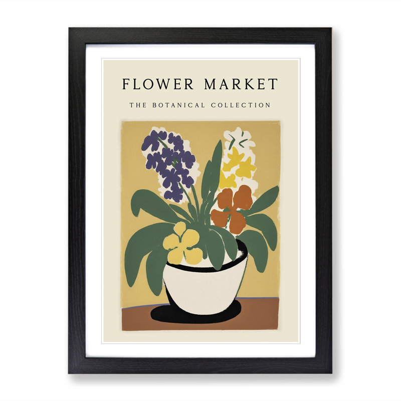 The Botanical Flower Market Exhibition No.4 - Single Picture Frame Print on Wood, 64cm H x 46cm W x 2cm D