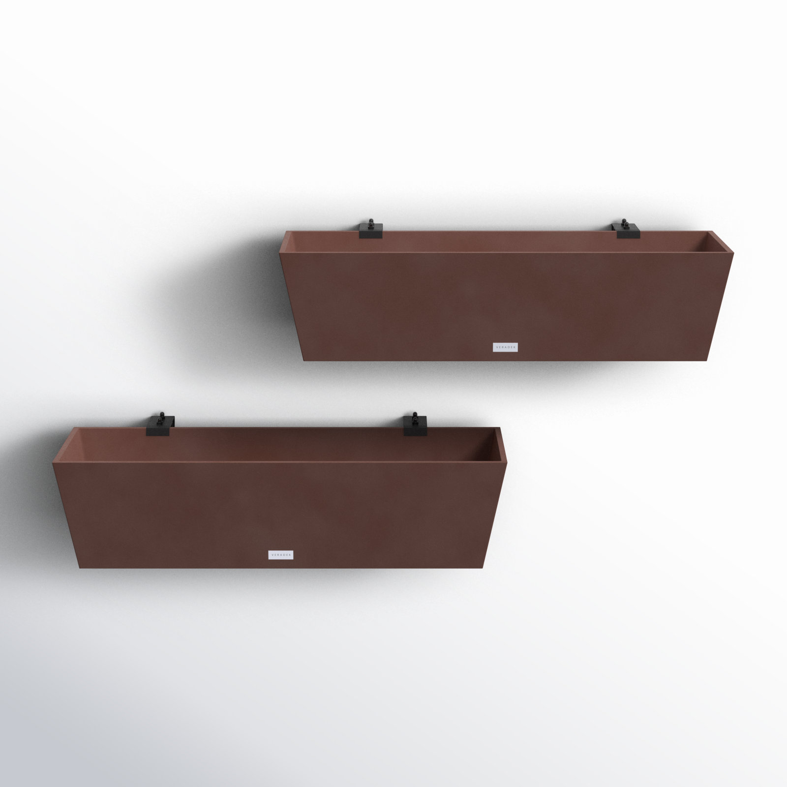 Pure Series Railing Planter, Espresso, 9'' H x 36'' W x 10'' D, Set of 2