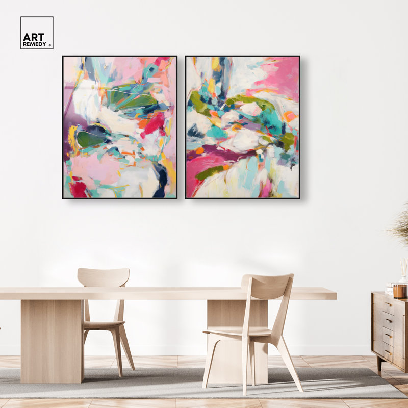 «Splash of Life Duo», ensemble de décorations murales imprimées en acrylique encadrées par Art Remedy, cadre noir, 36 x 45
