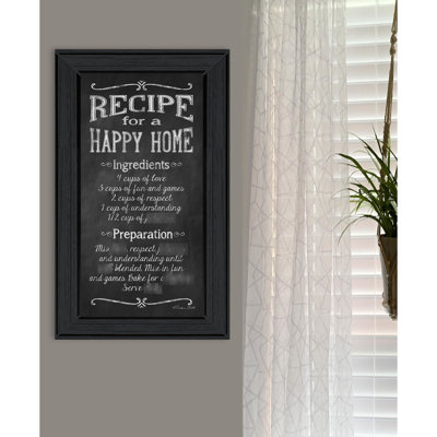 "Recette pour une maison heureuse", art encadré en papier, multicolore, 21 "x 12" x 1 ", cadre noir, prêt à accrocher, papier multicolore, 12" x 21 "x 1", décorez et illuminez votre maison